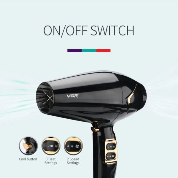 VGR V-423 1800-2200 WATTS DC MOTOR Essential DryCare Professional Hair Dryer – Salon-Grade Ionic Dryer for Smooth, Fast, and Frizz-Free Hair for Women | 12 Months Warranty