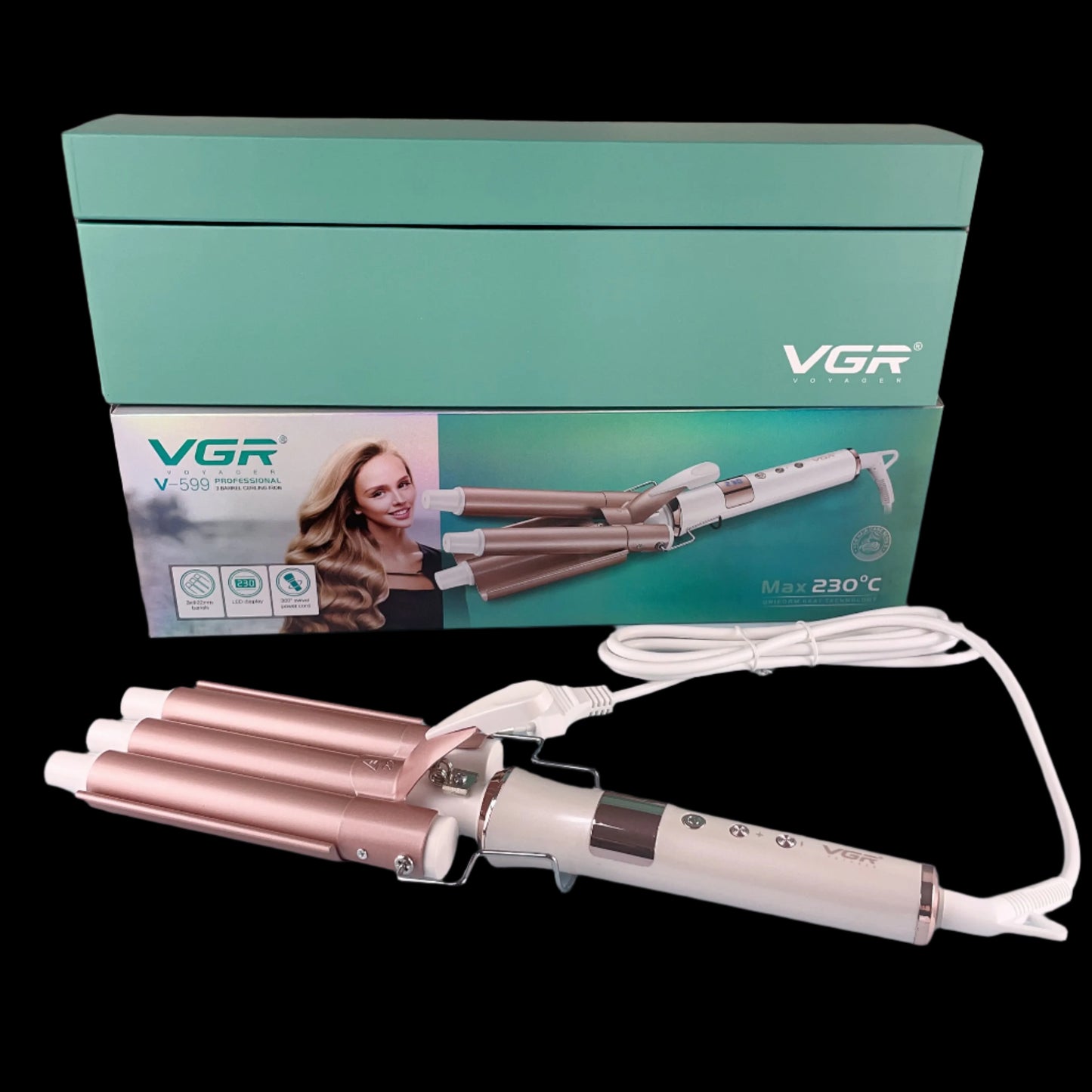 VGR V-599 230°C 3 barrels ceramic hair waver for perfect beach waves