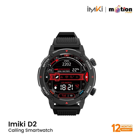 IMIKI D2 1.43" AMOLED Rugged BT Calling 3 ATM Smar Watch - Black