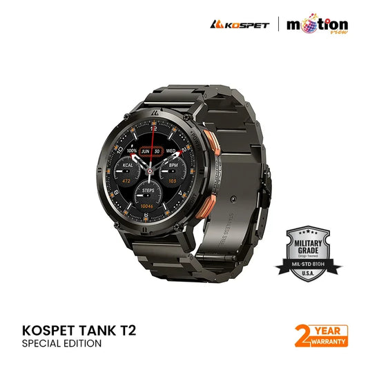 TANK T2 Special Edition Bluetooth calling & 5ATM US Military Grade Smart watch - Black
