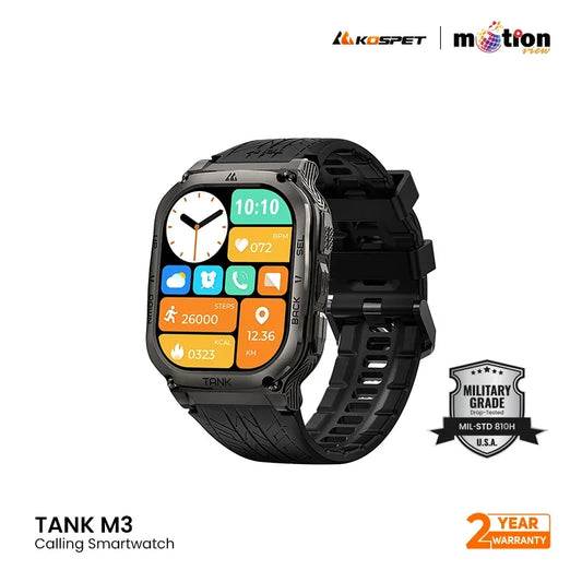 Tank M3 1.96" HD AMOLED with 130+ Sports Modes Military Grade - Black