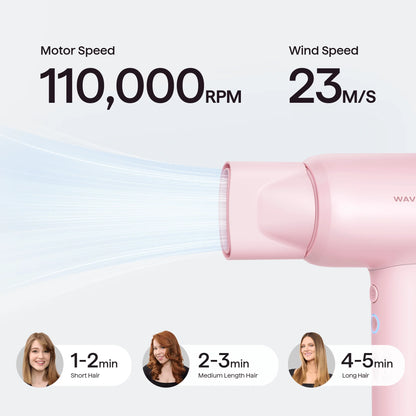 WAVYTALK Turblow Pro 11,000 RPM Fast Drying Hair Dryer With Attachments | 6 Months Warranty