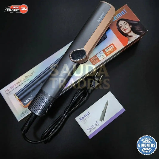 KEMEI KM-6910 New Airflow Hair Straightener Flat Iron Dry-Wet Dual-Purpose Hot Hair Dryer Straightener