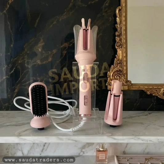 LUXONIQUE PRO Interchangeable 3-In-1 hair Brush Straightener & Automatic Curler - 6 Months Warranty