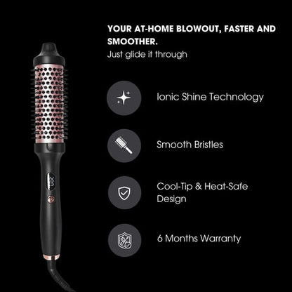 LUXONIQUE PRO Thermal Brush V2 410°F Digital Controller Dual Heating Plate for Blow Out, Curl, Volumizer, Straightening