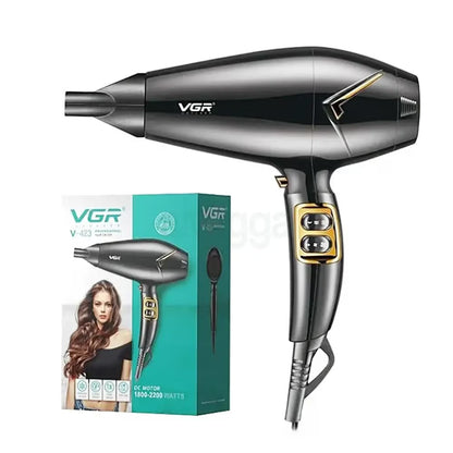 VGR V-423 1800-2200 WATTS DC MOTOR Essential DryCare Professional Hair Dryer – Salon-Grade Ionic Dryer for Smooth, Fast, and Frizz-Free Hair for Women | 12 Months Warranty
