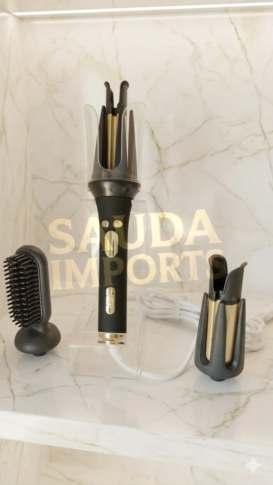 LUXONIQUE PRO Interchangeable 3-In-1 hair Brush Straightener & Automatic Curler - 6 Months Warranty