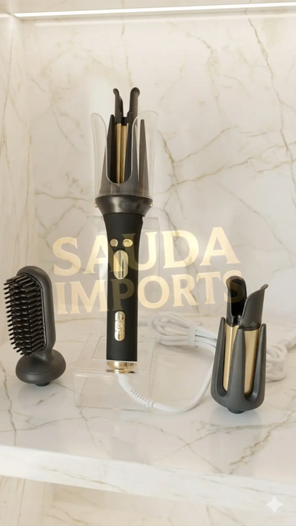 LUXONIQUE PRO Interchangeable 3-In-1 hair Brush Straightener & Automatic Curler - 6 Months Warranty