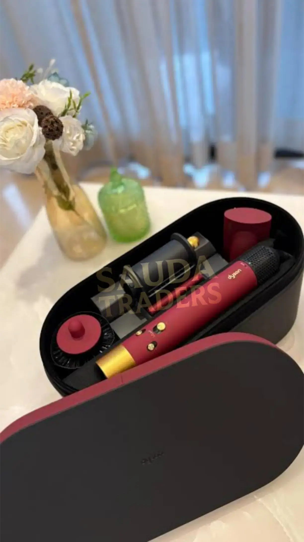 Dyson Airwrap i.d.™ multi-styler and dryer Straight+Wavy HS08 (bluetooth Version) - Red Velvet & gold - 6 Months Warranty