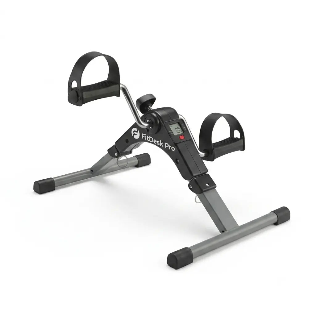 FitDesk Pro Quiet Portable Mini Pedal Exerciser with LCD Display | Low-Impact Mini Fitness Bike for Office & Home
