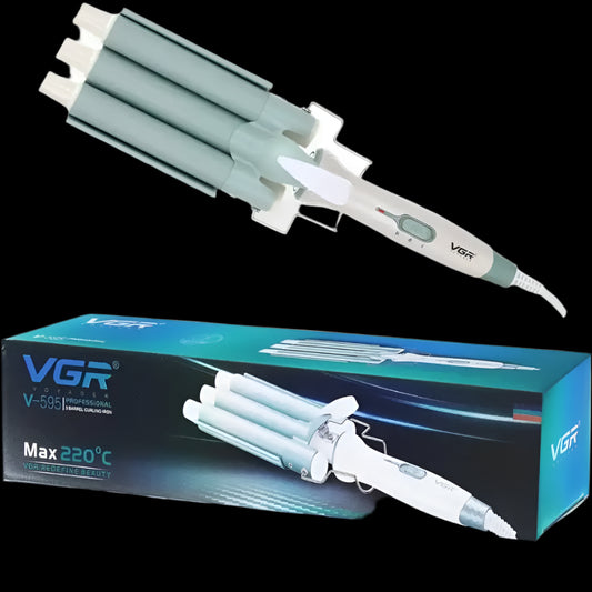 VGR V-595 3 Barrel 220°C Hair Waver For Women, Green