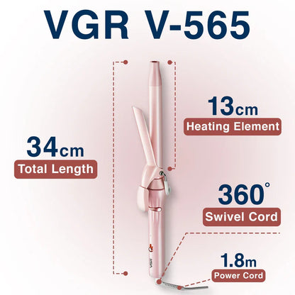 VGR V-565 19MM Professional Hair Curler – High Performance Curling Iron with Adjustable Temperature for Long-Lasting, Salon-Quality Curls